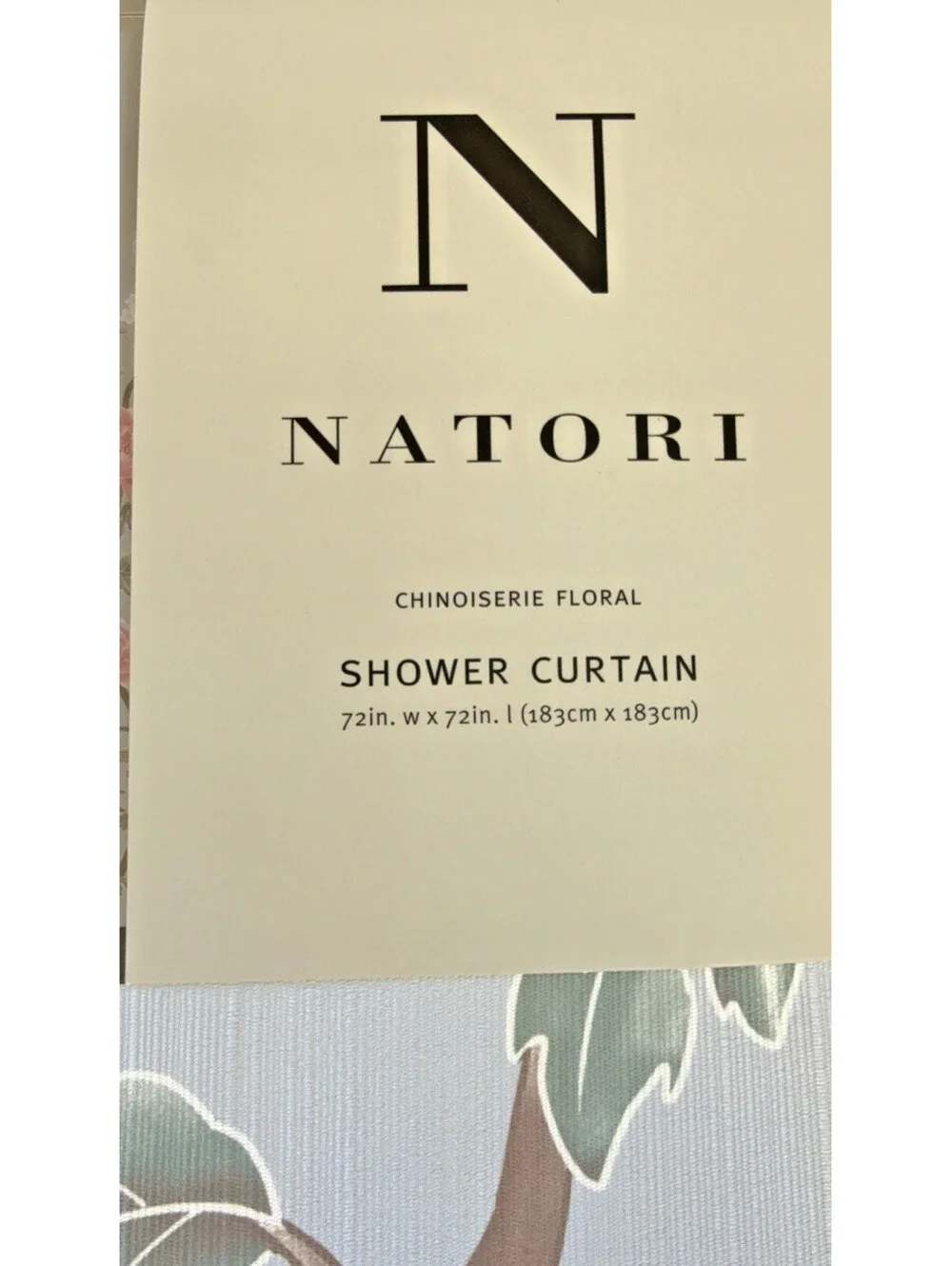 Natori Chinoiserie Floral Blue Pink Polyester Fabric Shower Curtain 72